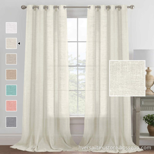 Natural Linen Curtains Textured Woven Linen Sheer Curtains